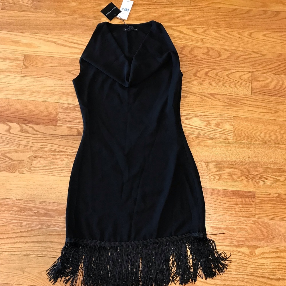 Saks Fifth Avenue Elegant Black Fringe Dress